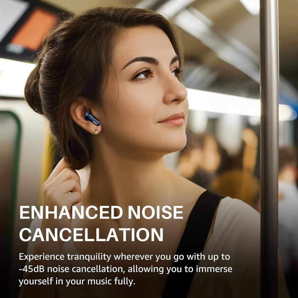 TOZO NC3 Hybrid Active Noise Cancelling Wireless Earbuds with 6 Mics AI Clear Call Ear Buds 55H Playtime with LED Display 32 Preset EQs via APP Bluetooth 5.3 IPX8 Waterproof in Ear Headphones