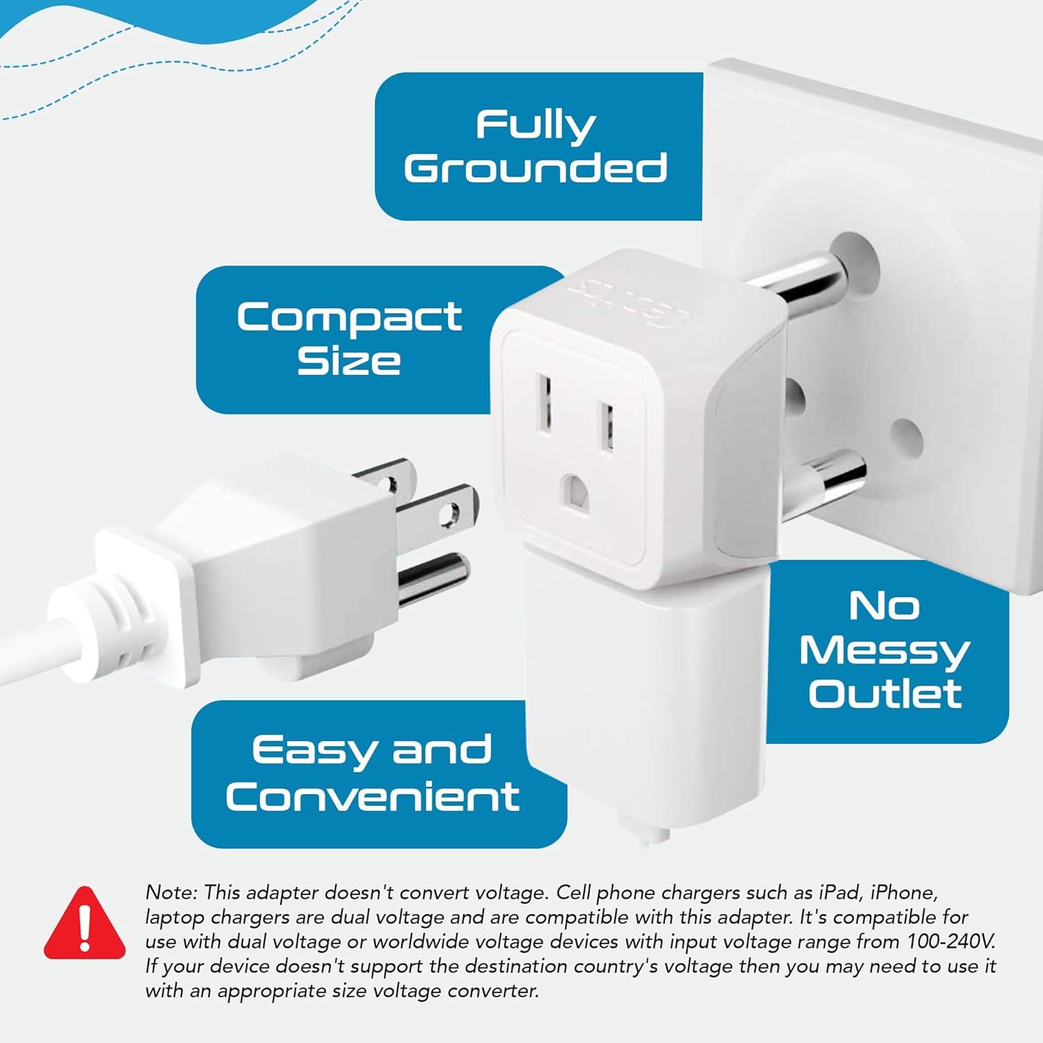 Ceptics African Travel Adapter Set 2 in 1 USA to Africa, S. Africa, Nigeria, Ghana, Uganda (Type M, E/F, Type G) - 3 Pack (Does Not Convert Voltage)
