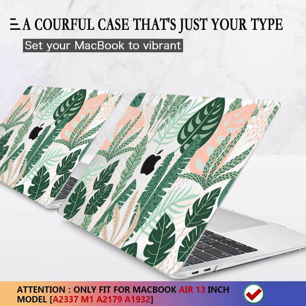 CISSOOK for MacBook Air 13 inch Case 2021 2020 2019 2018 Release A2337 M1 A2179 A1932 with Touch ID, Tropical Hard Shell Case with 2 Keyboard Covers for MacBook Air 13 2021, Tropical Palm Leaves