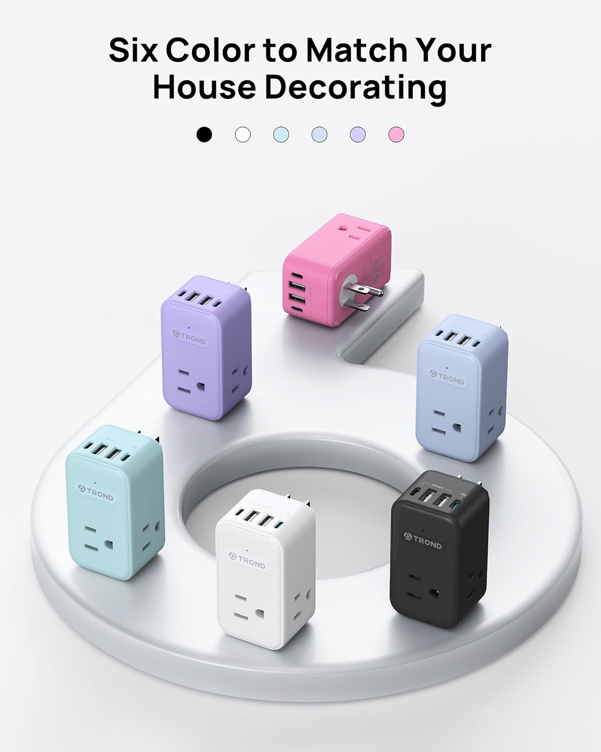 TROND Outlet Extender with 360 Rotating Plug, 3 AC Outlet Splitter with PD 20W USB C Charger, USB Wall Plug Adapter, A Small Charging Station for Kitchen Bathroom Cruise Ship Travel Essentials