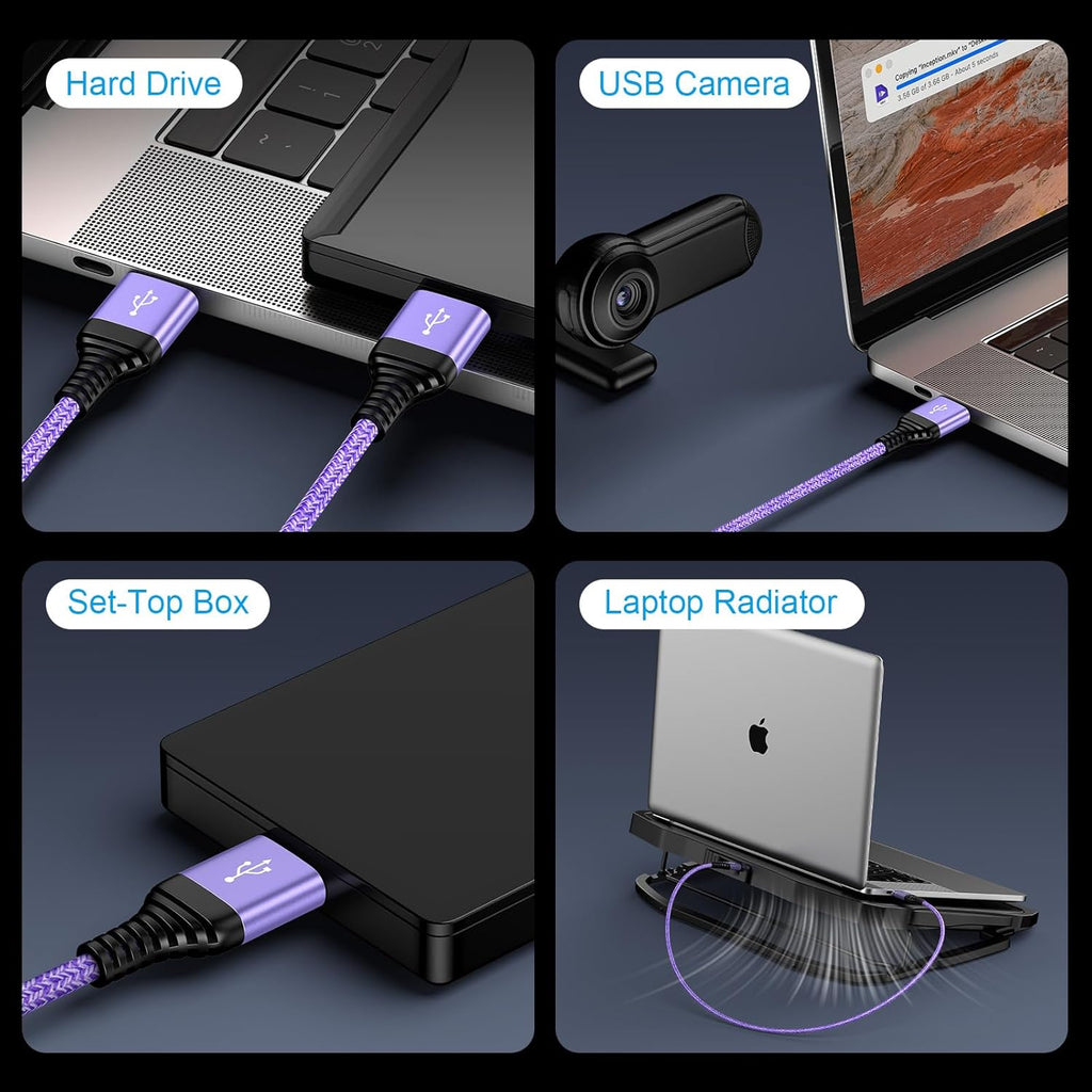 USB to USB, USB3.0 Cable 6FT Male to Male USB Cable, 3 Pack Double Ended USB3.0 A to A Data Transfer Cord for KVM Soundbar Monitor Laptop Cooler Fan Hard Drive Enclosures DVD Player TV Hub Set Up Box