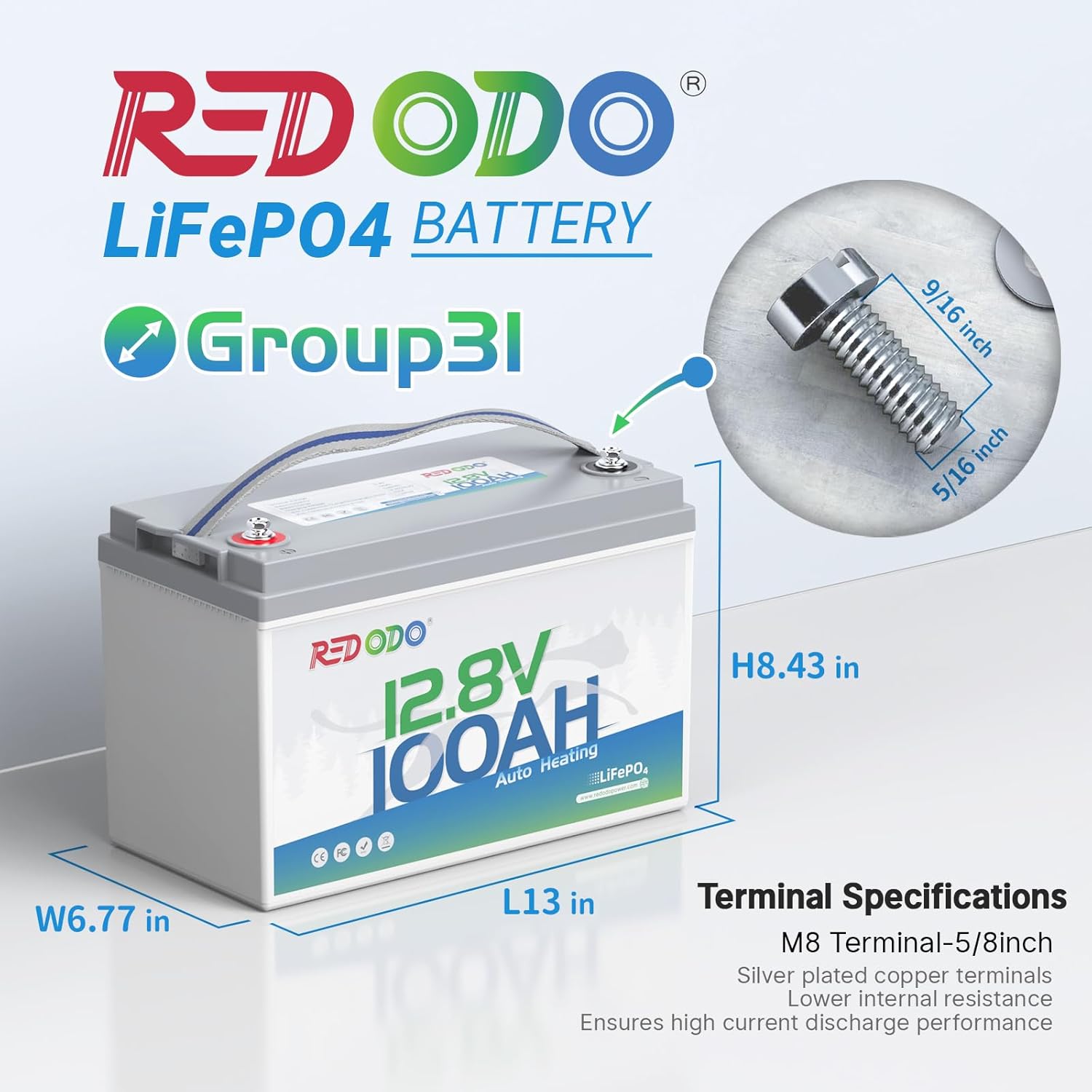 Redodo 12V 100Ah LiFePO4 Battery with Self Heating, Low Temperature Protection Group 31 Lithium Battery, Built in 100A BMS, 4000+ Deep Cycles, Perfect for RVs, Off-Grid in Cold Areas 3 Packs