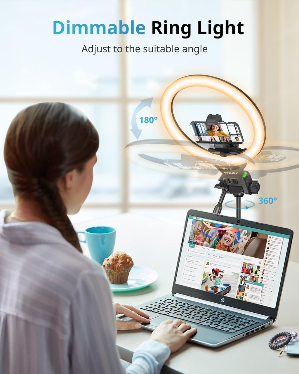 UBeesize 12'' RGB Selfie Ring Light with 62’’ Tripod Stand for Video Recording＆Live Streaming(YouTube, Instagram, TIK Tok), Compatible with Phones, Cameras and Webcams
