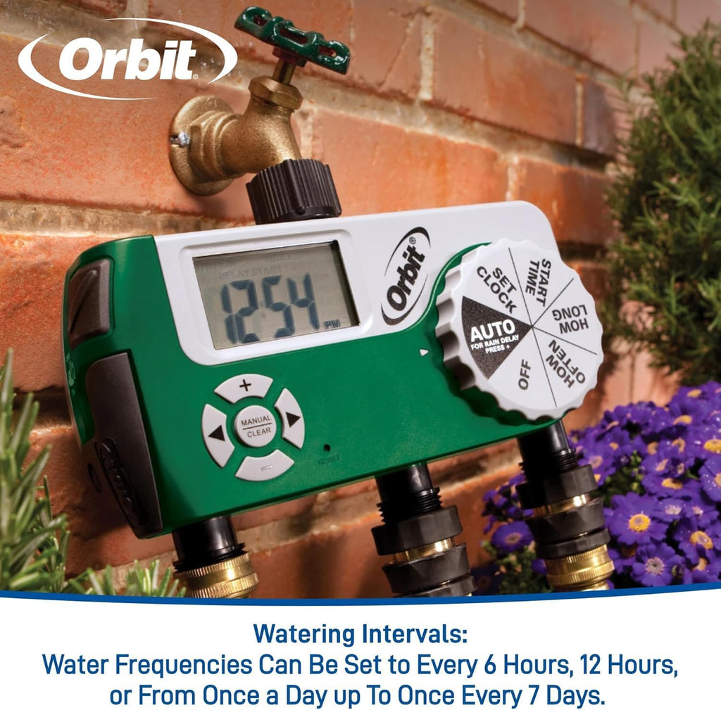 3-Pack Orbit 56082 3-Outlet Hose Watering Timer, Green…