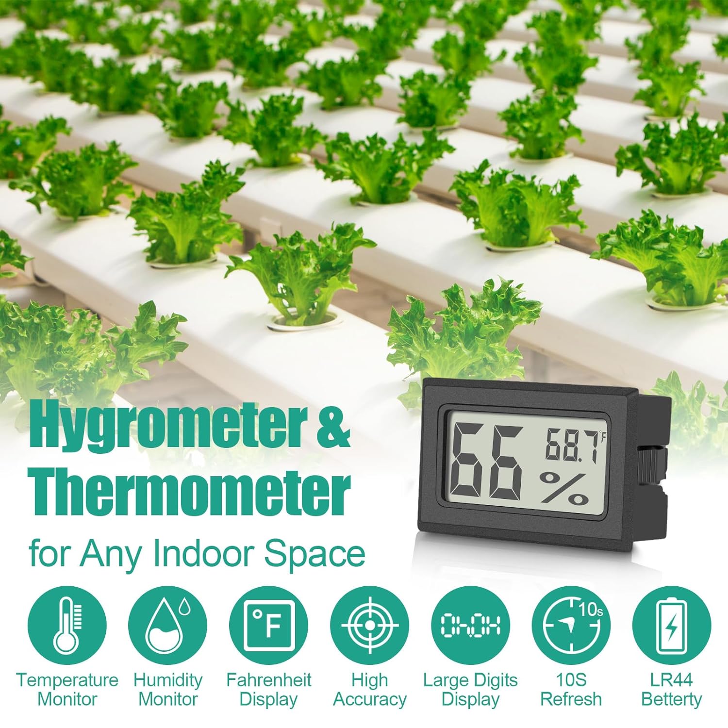 Vaikby 6-Pack Mini Digital Thermometer Hygrometer, Indoor Humidity Monitor, Temperature Humidity Gauge Meter with Fahrenheit (℉) for Humidors, Greenhouse, Garden, Cellar, Closet, Fridge