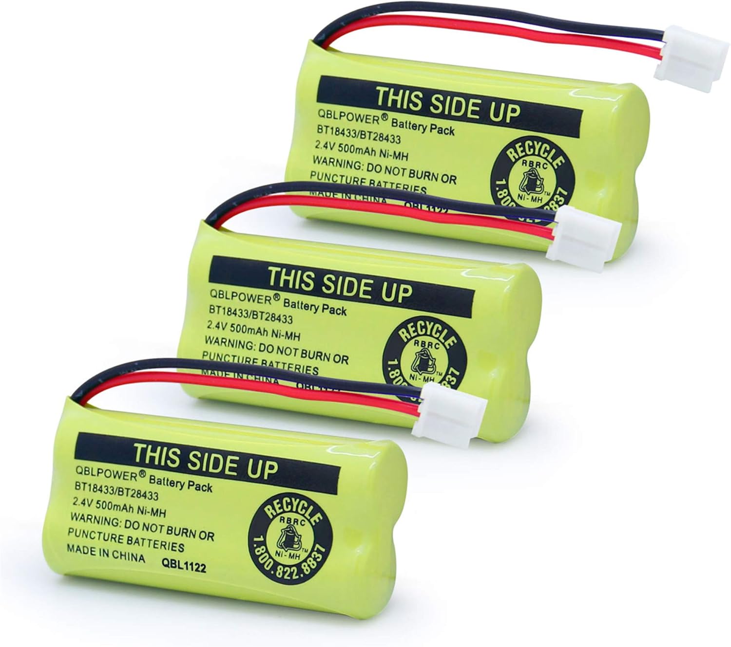 BT18433 BT28433 BT184342 BT284342 BT1011 BT-1011 2.4V 500mAh Ni-MH Replacement Battery Cordless Phone CS6209 CS6219 CS6229 DS6151 89-1330-01-00 CPH-515D (3 Pack)