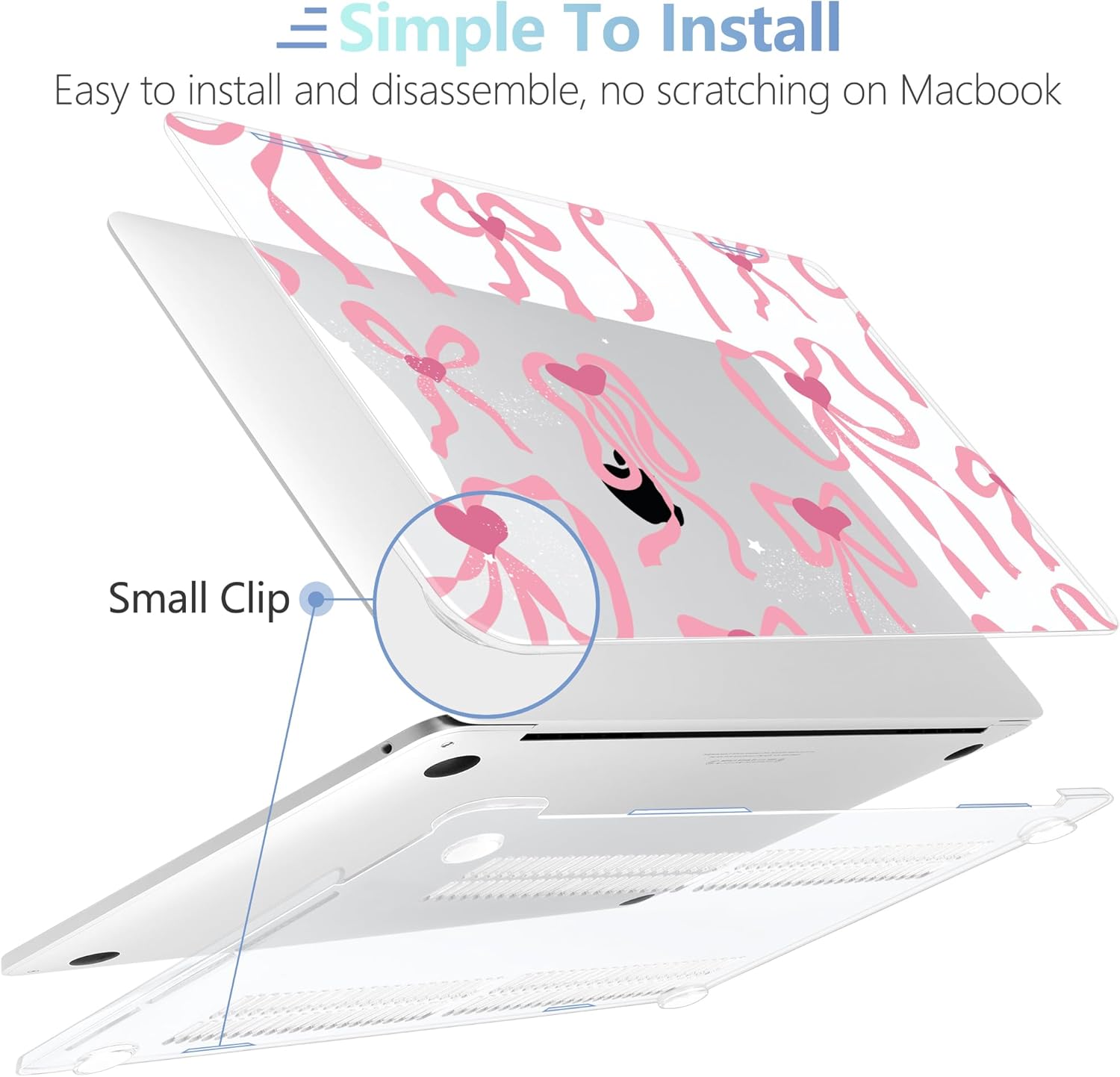 MEEgoodo Case for MacBook Pro 13 inch Case 2022 2021 2020 New A2338 M2/M1 A2251 A2289, Laptop Hard Shell with Keyboard & Camera Cover Compatible with 13 inch MacBook Pro, Coquette Ribbon Bow