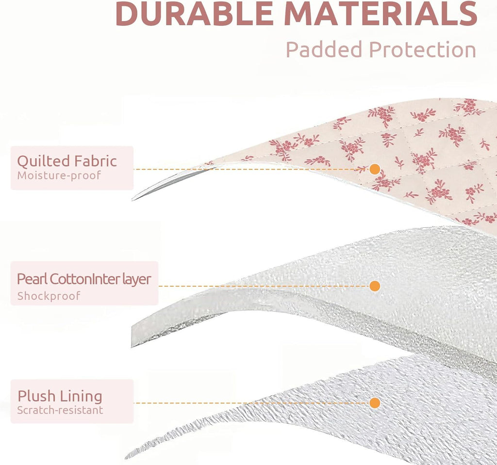 Puffy Laptop Sleeve 13-15.6 Inch Cute Quilted Laptop Protective Case Padded Floral Computer Sleeve for MacBook (A-Pink, 13 Inch)
