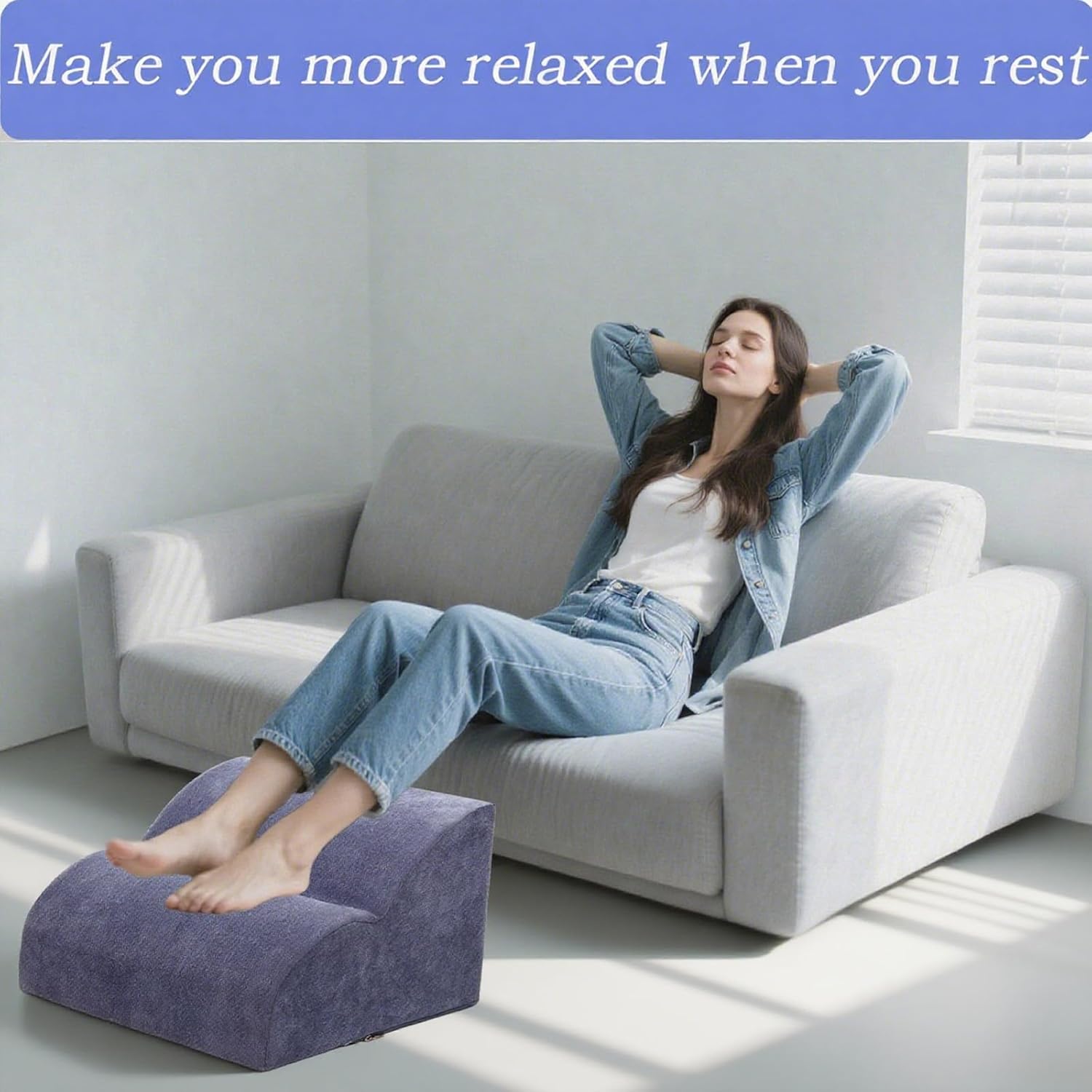 Foot Rest for Under Desk at Work.Multifunctional 3-Tier Foot Stool,with Washable Footrest.for Under Desk,Office Chair Gaming Chair & Sofa,Leg Elevation Pillow,Supports Posture-Blue