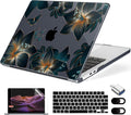 Compatible with MacBook Air 13.6 inch Case, M4 A3240/M3 A3113/M2 A2681 (Released 2025 to 2022), Hard Shell, Keyboard Cover, Screen Protector, Webcam Cover & Type-C Adapter, Golden Lilies