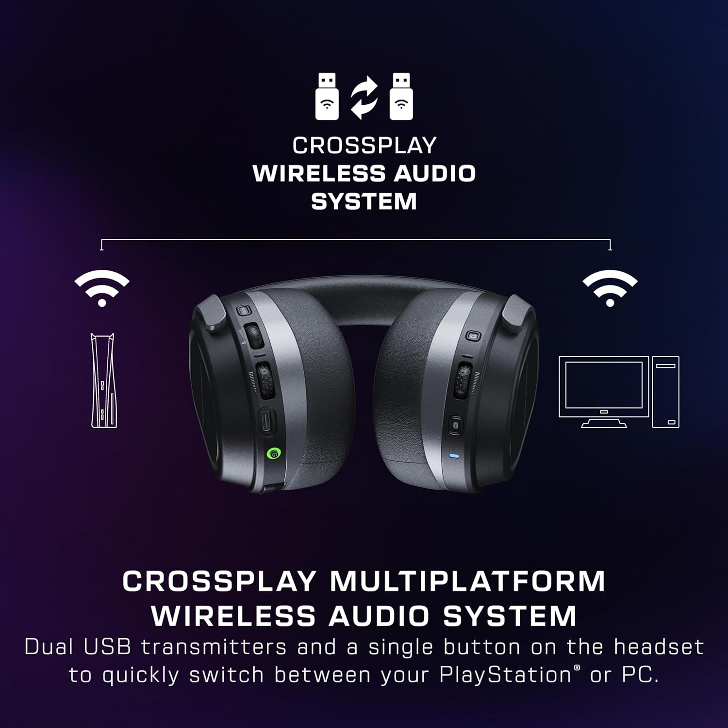 Turtle Beach Stealth 700 Gen 3 Wireless Multiplatform Amplified Gaming Headset for PS5, PS4, PC, Mobile – 60mm Drivers, AI Noise-Cancelling Mic, Bluetooth, 80-Hr Battery, Dual Transmitters – Black