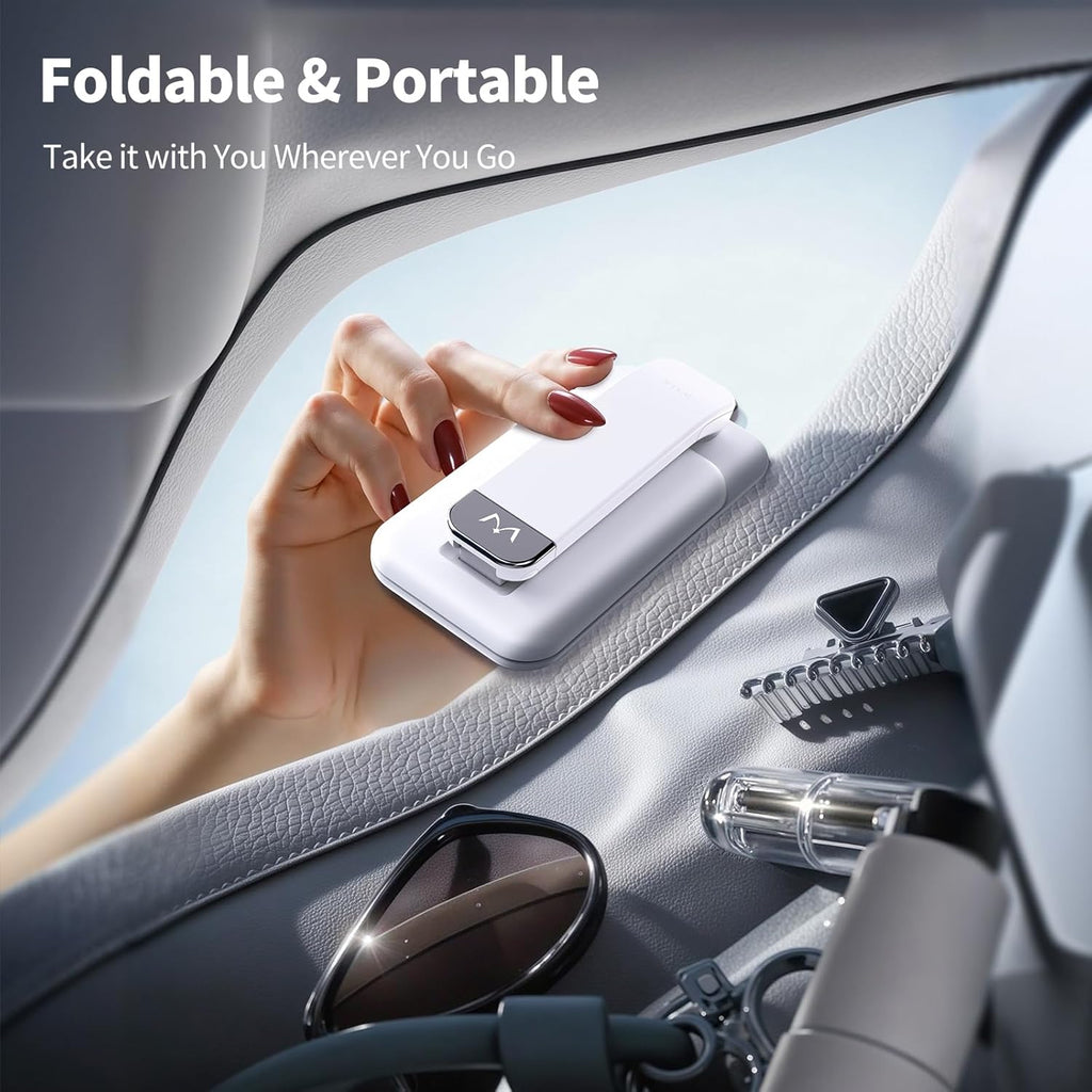 iWALK Magnetic Cell Phone Stand for Desk, Angle and Height Adjustable Mobile Phone Holder, Foldable Magnet Stand for iPhone 16 15 14 13 12 Pro Max and iPad, Cell Phone Holder for Samsung Galaxy, White