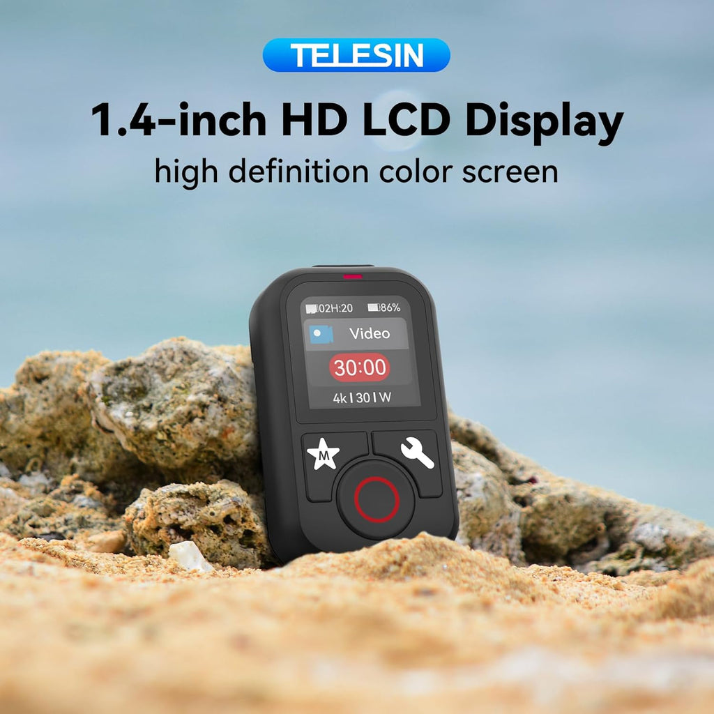 TELESIN T13 Waterproof Wireless Remote Control for GoPro | Color LCD Dispaly, Smart Controller with Wrist Strap Compatible with Go Pro 13 12 11 10 9 8 Black Max Mini Action Camera Accessories