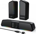 SENZER CS20 2 in 1 Bluetooth Computer Speakers for Desktop, USB Plug & Play Clear Sound PC Speakers with RGB Light, Monitor Sound Bar with Volume Knob, Gaming Speaker for PC Laptop Phone Tablet