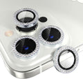 Choiche [3+1 for iPhone 14 Pro/iPhone 14 Pro Max Camera Lens Protector Bling, 9H Tempered Glass Camera Cover Screen Protector Metal Ring Decoration Accessories (Diamond-Silver)