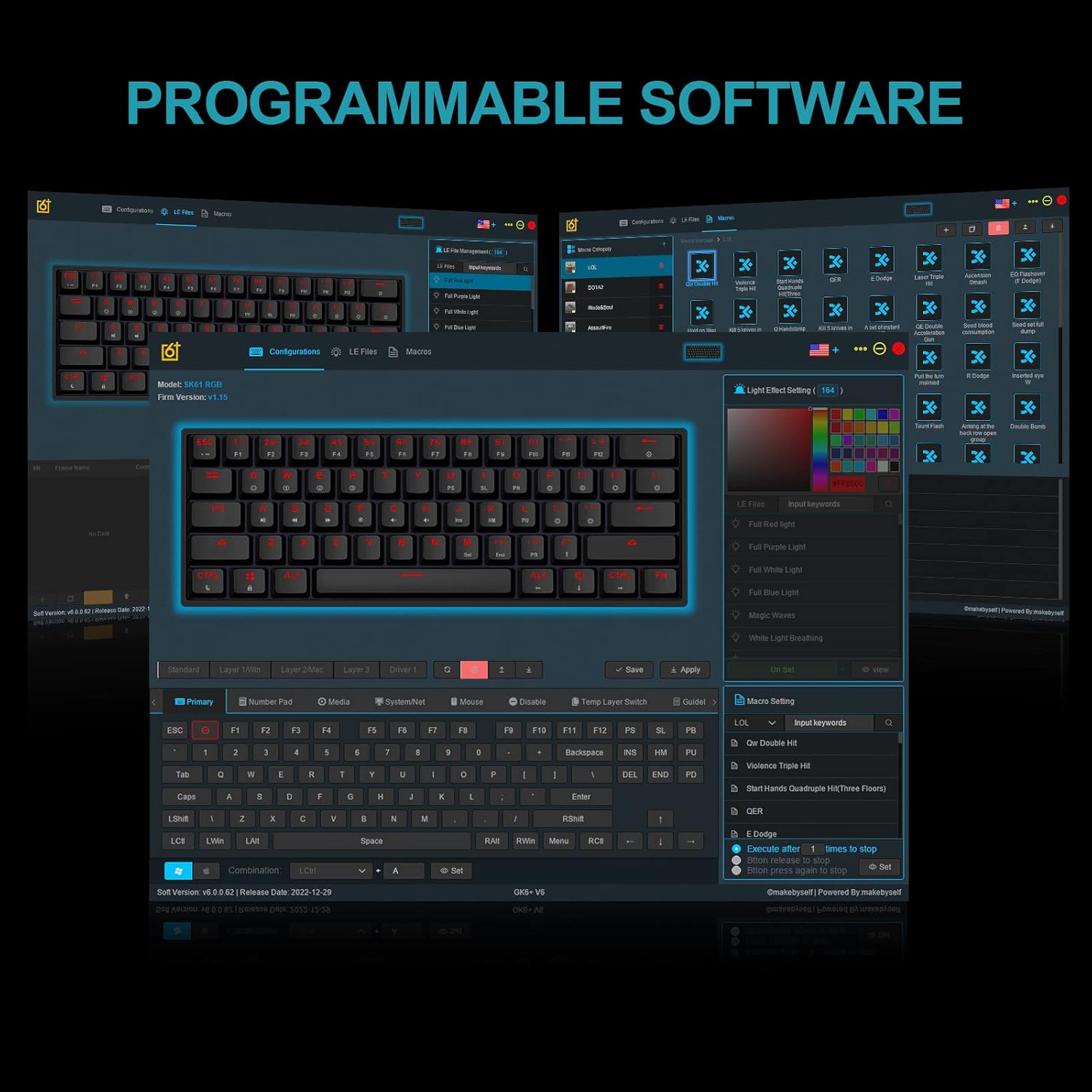 EPOMAKER SKYLOONG GK61 SK61 61 Keys Hot Swappable 60% Mechanical Keyboard with RGB Backlit, Doubleshot ABS Keycaps, Dustproof for Win/Mac/Gamers（Gateron Optical Red, White