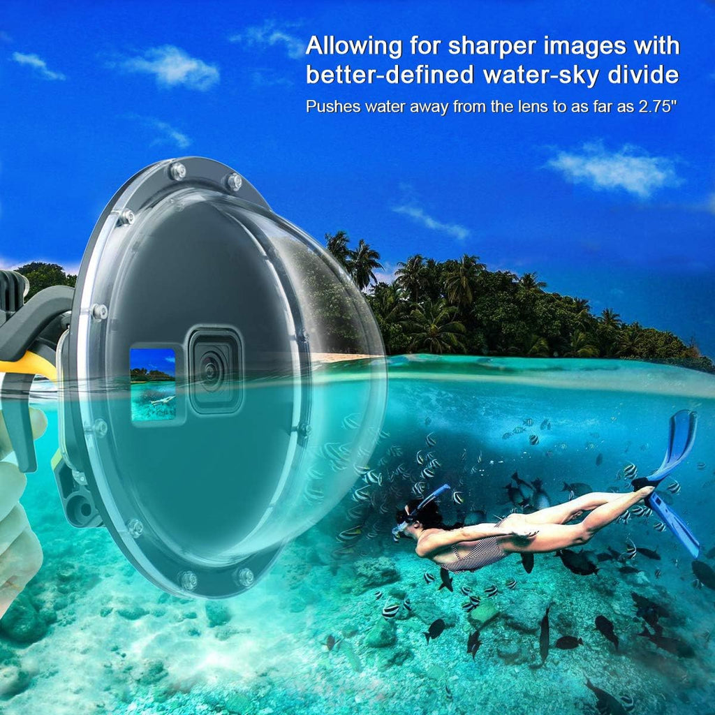 Dome Port for GoPro Hero 9 10 11 12 13 Black- Underwater Waterproof Dome Port Housing Case + Floating Hand Grip + Trigger Accessories for GoPro Action Cameras