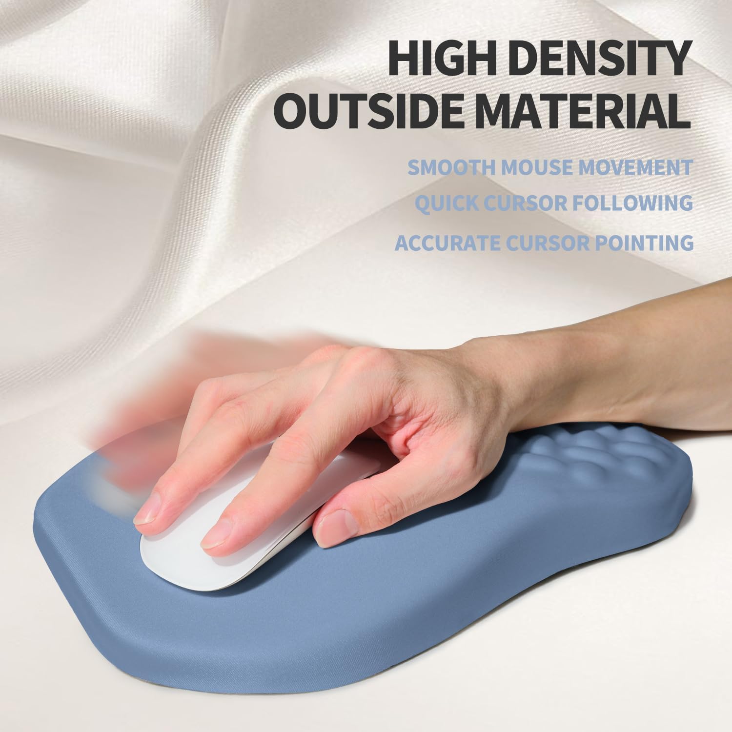 Ergonomic Raised Mouse Pad Wrist Support with Bilateral Slope Memory Foam Mousepad for Wrist Rest and Carpal Tunnel Pain Relief 11.8x7.9〃 Stone Blue
