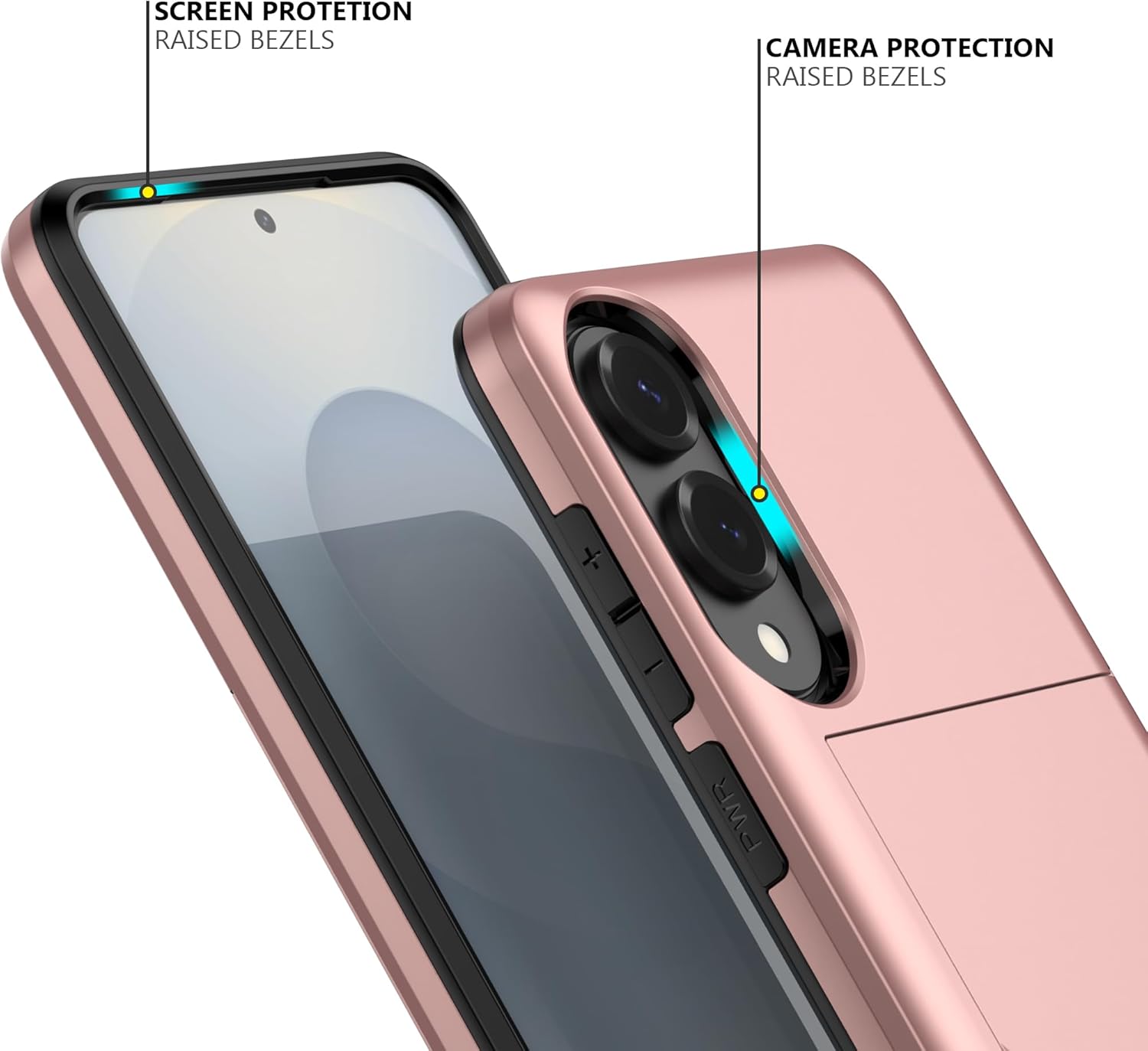 Nvollnoe for Samsung Galaxy S25 Edge Case with Card Holder Dual Layer Heavy Duty Protective Case Hidden Card Slot Slim Wallet Cover for Samsung S25 Edge 6.7''(Rose Gold)