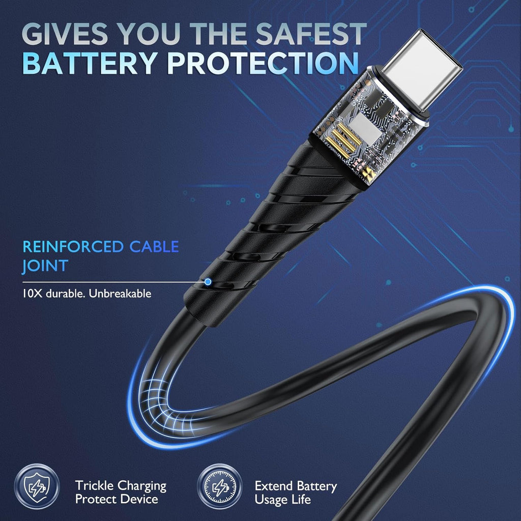 OIITH USB C Cable, USB A to USB C 3A Fast Charging (6FT 3Pack) Phone USB Type-C Charge Cable Android Charge Cord USB C Charger Cable for iPhone 15 Plus/Pro/Pro Max/Samsung/Pad/Laptop/LG/-Blue