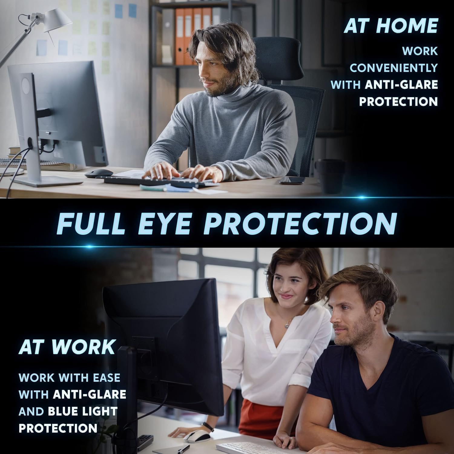 [2 Pack] Easges 21.5 Inch Computer Privacy Screen Filter for 16:9 Aspect Ratio, Eye Protection, Anti-Glare, Anti-Blue Light Computer Monitor Privacy Filter, Removable Anti-Scratch 21.5" Protector Film
