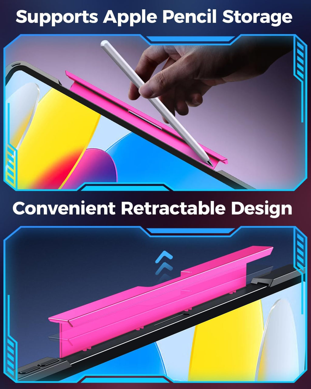 TSQQST Clear Wireless Keyboard Case for iPad (A16) 11th Generation 11-inch 2025/ iPad 10th Generation 10.9-inch 2022 with Pencil Holder & Multi-Touch Trackpad, 7-Color Backlight, 360 Rotatable, Pink