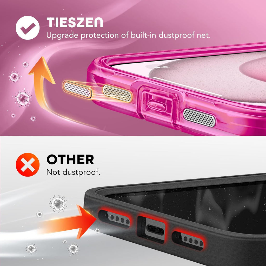 Magnetic for iPhone 15 Plus Case, Compatible with MagSafe, Built-in Privacy Screen Protector and Camera Protection, Anti Spy Full Body Dustproof Shockproof Hard Phone Case 6.7", Bright Pink