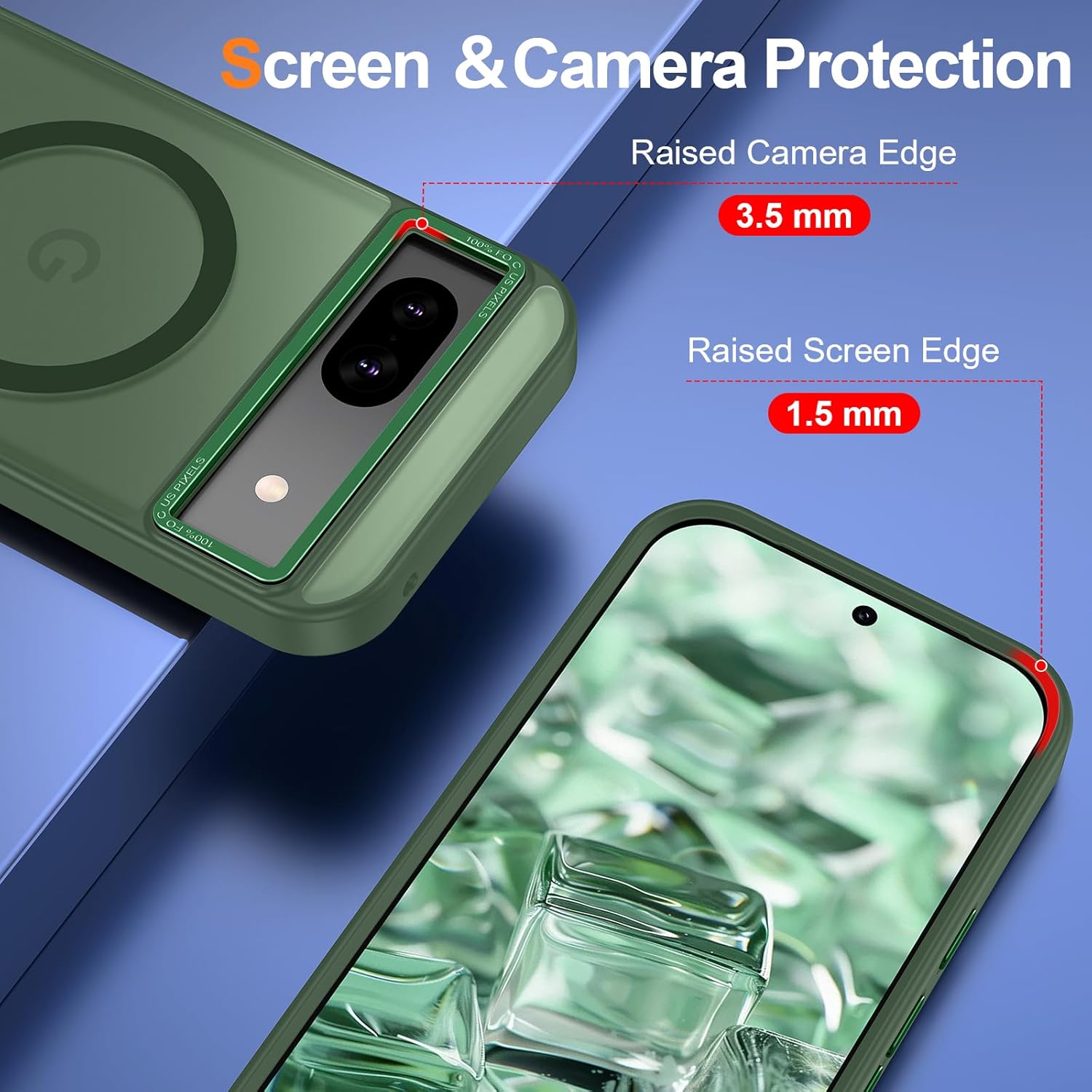 Magnetic for Google Pixel 8a Case, [Military Grade Drop Protection] [Compatible with MagSafe] Shockproof Slim Translucent Matte Anti-Slip for Women Girls Men Case, Forest Green