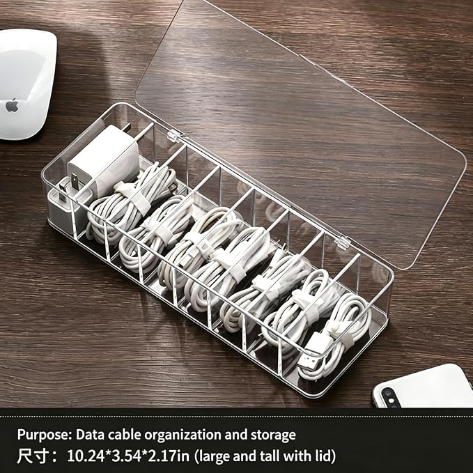 2Pcs cord organizer box, 10.2 x 3.5 x 2.2in, Desktop Cord Organizer - Image 7