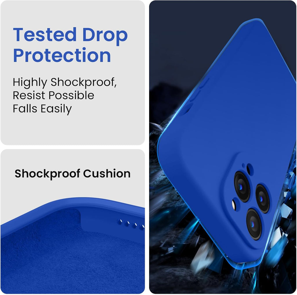 FireNova Designed for iPhone 13 Pro Case, Silicone Upgraded [Camera Protection] Phone Case with [2 Screen Protectors], Soft Anti-Scratch Microfiber Lining Inside, 6.1 inch, Klein Blue
