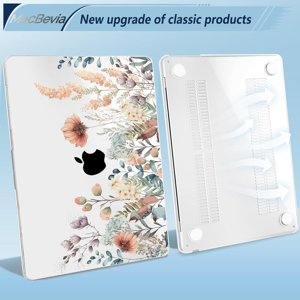 Compatible with MacBook Air 13.6 inch Case, M4 A3240/M3 A3113/M2 A2681 (Released 2025 to 2022), Hard Shell, Keyboard Cover, Screen Protector, Webcam Cover & Type-C Adapter, Abstract Flower