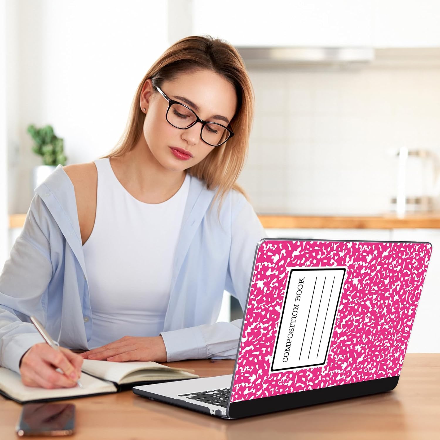 Teryeefi Compatible with MacBook Air 13 inch Case 2025 2024 2023 2022 M4 A3240 M3 A3113 M2 A2681, Plastic Hard Shell&Keyboard Cover&Screen Film&Type C for MacBook Air 13.6 inch, Composition Book A007