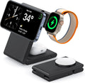 3 in 1 Wireless Charging Station for Multiple Devices, Fast Foldable Travel Mag-Safe Stand for iPhone 16/15/14/13/12/Series, Magnetic Charger for Apple Watch 10/Ultra 2/AirPods 4 with 20W Adapter