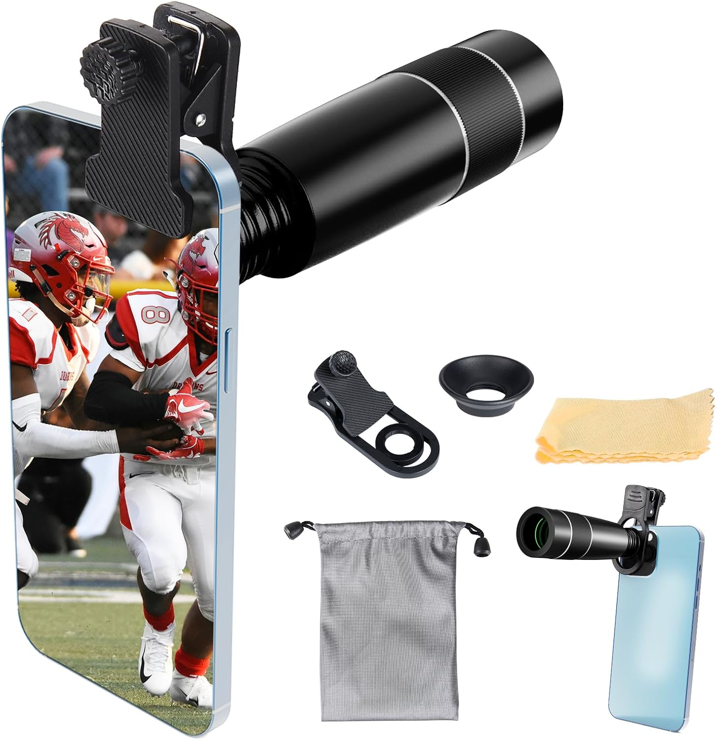 22X Long Focus Telephoto Phone Lens for iPhone and Android, Zoom Cellphone Camera Lens with Phone Clip for Picture Video Taking