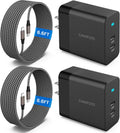 2Port 45W Super Fast Charger Type C, 2Pack 45W USB-C Charger Android Phone Charger Fast Charging for Samsung Galaxy S24 Ultra/S24+/S24/S23 Ultra/S23+/S22/S20/Note10+/Tab S9 with 2X 6.6ft Type C Cord