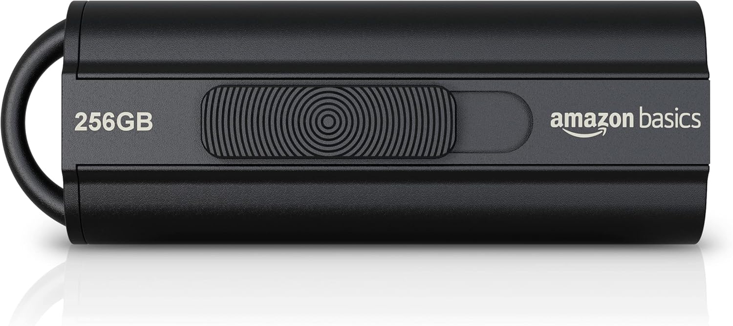 Amazon Basics 256 GB Ultra Fast USB 3.1 High Capacity Flash Drive for Data Transfer and Storage, Black