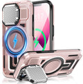 Camera Stand Case for iPhone 14 Plus, [Compatible with Mag Safe] [Lens Cover] 2024 Version Military Grade Protective Soft Case for iPhone 14 Plus 6.7 inch Men Women,Pink