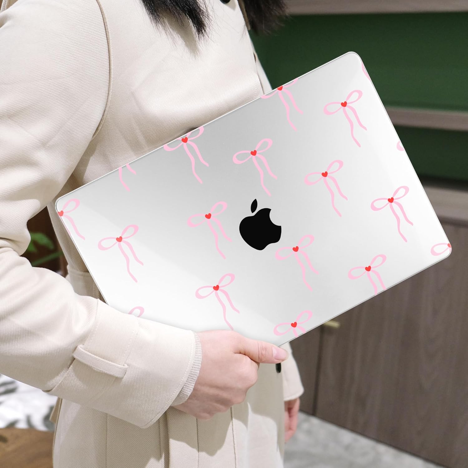 MEEgoodo for MacBook Air 13 inch Case 2021 2020 2019 2018 Released A2337 M1 A2179 A1932 with Touch ID, Plastic Hard Shell & Keyboard Cover Compatible with MacBook Air Case 13.3,Bows & Little Hearts