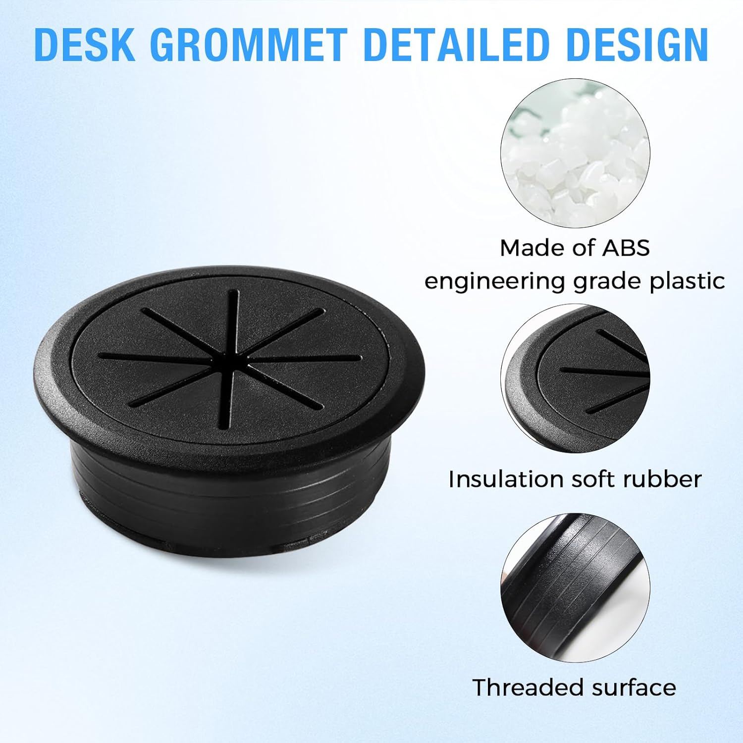 Desk Grommet 2" (50 mm), Desk Hole Cover for Cables Brown, Cable Grommet ABS Plastic, Desk Hole Grommet for Office and Home Table Cable, Detachable & Flexible Cable Cord Organizer-2 Pcs