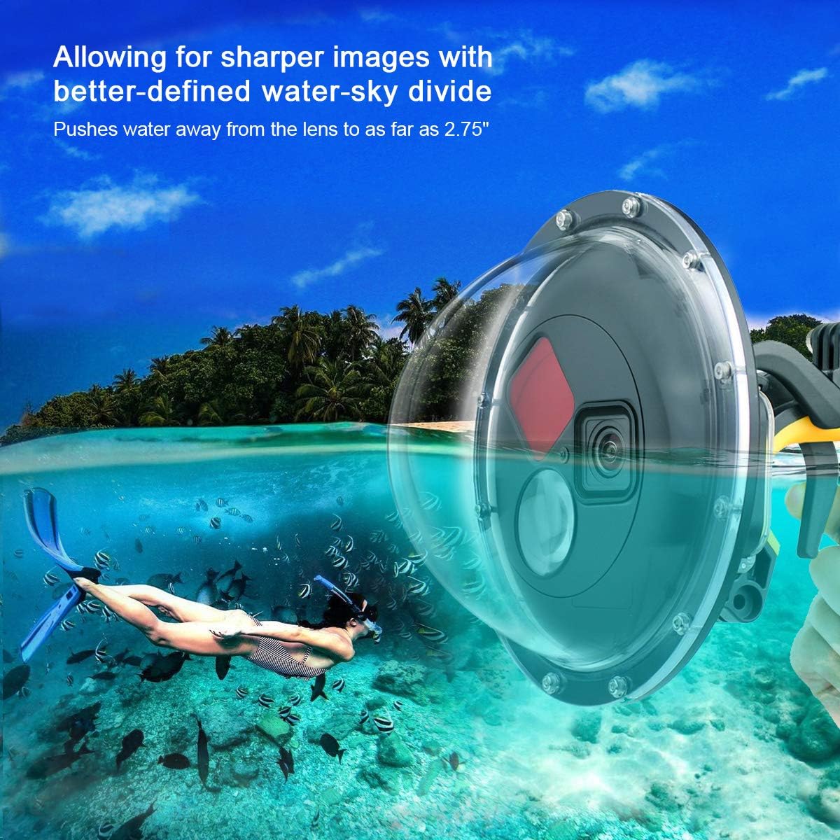 Dome Port for GoPro Hero 13 12 11 10 9 Black, Dome Port Lens with Waterproof Housing Case, Trigger, Floating Hand Grip, Built-in Switchable Red Filter and 10x Macro Filter