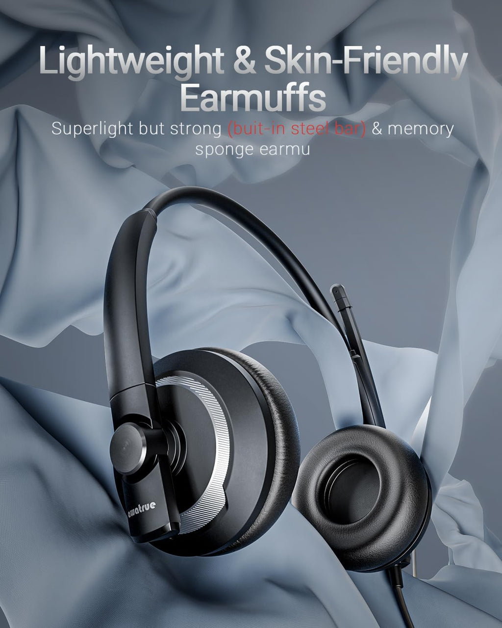 Computer USB Headset with Microphone for PC - Headphones with Noise Cancelling Microphone On Ear Wired Headset Mic Mute for WFH Call Center Office Online Class Skype Zoom