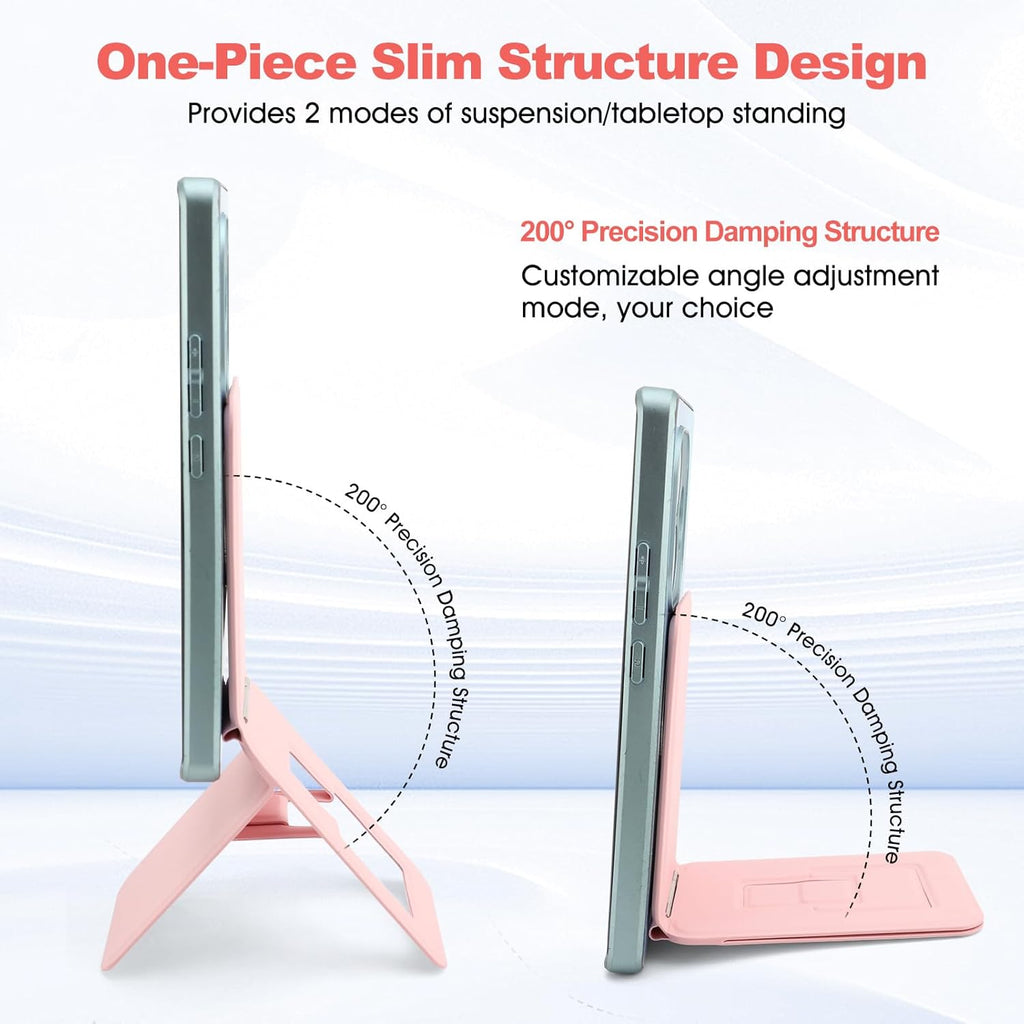 Phone Stand, Foldable Magnetic Phone Tripod, Angle Adjustment & Strong Magnets PU Leather Phone Stand, Compatible with All Smart Phone 16/15/14/13/12(Pink)