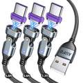 AUFU 16PIN USB C Magnetic Charging Cable (3Pack, 3.3/6.6/6.6ft), 180° Rotation Magnet Charger Cable/Magnetic USB C Cables/Magnet Phone Charger/Data Transfer Charging Cables for Phone/Tablet/Laptop