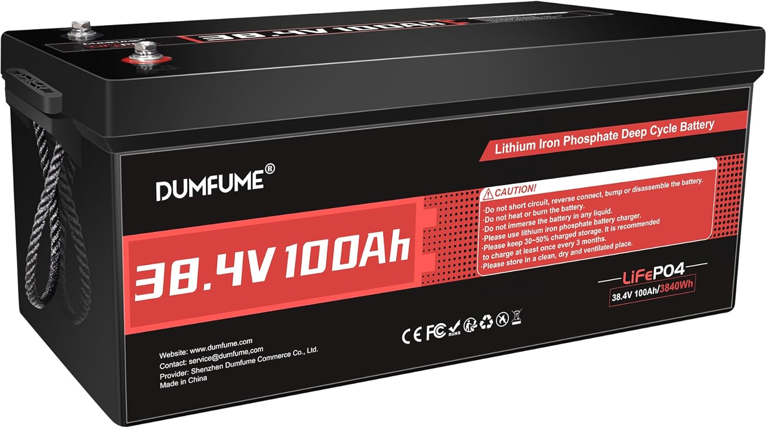 38.4V(36V) 100Ah LiFePO4 Lithium Battery Built-in 200A BMS & 15000 Cycles,3840W Motor Support,High Energy Density,Maintenance-Free for Golf Carts Utility Vehicles RV Backup Power