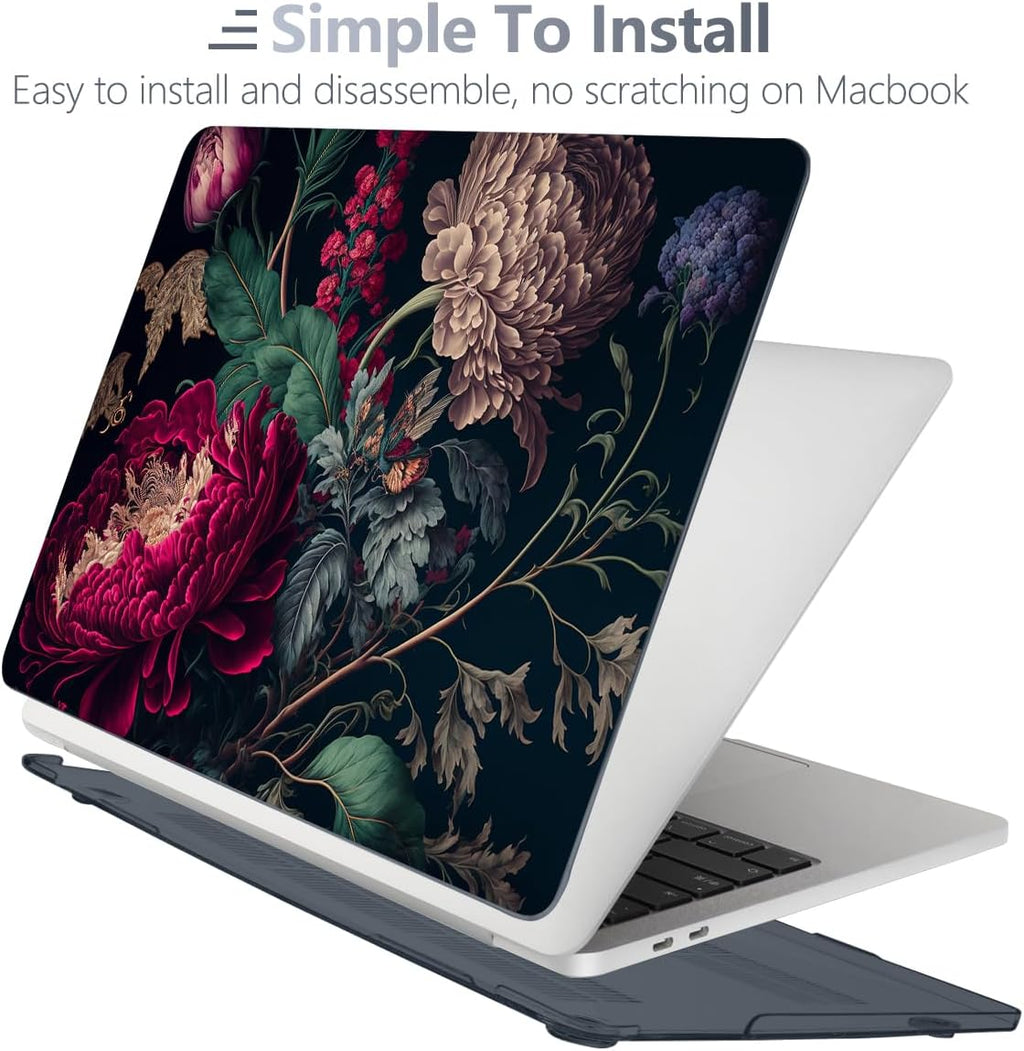 Batianda Design Case for M1 MacBook Air 13 Inch Model A2337 A2179 A1932 2021 2020 2019 Release,3D Stylish Designed Hard Shell with Keyboard Cover & Screen Protector, Vintage Flower