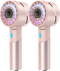2PCS Handheld Fan, Mini Small Portable Turbo Fan, Rechargeable with 4 High Speeds Personal Fans, Max 16H Runtime, For Travel, Office, Outdoor - Pink