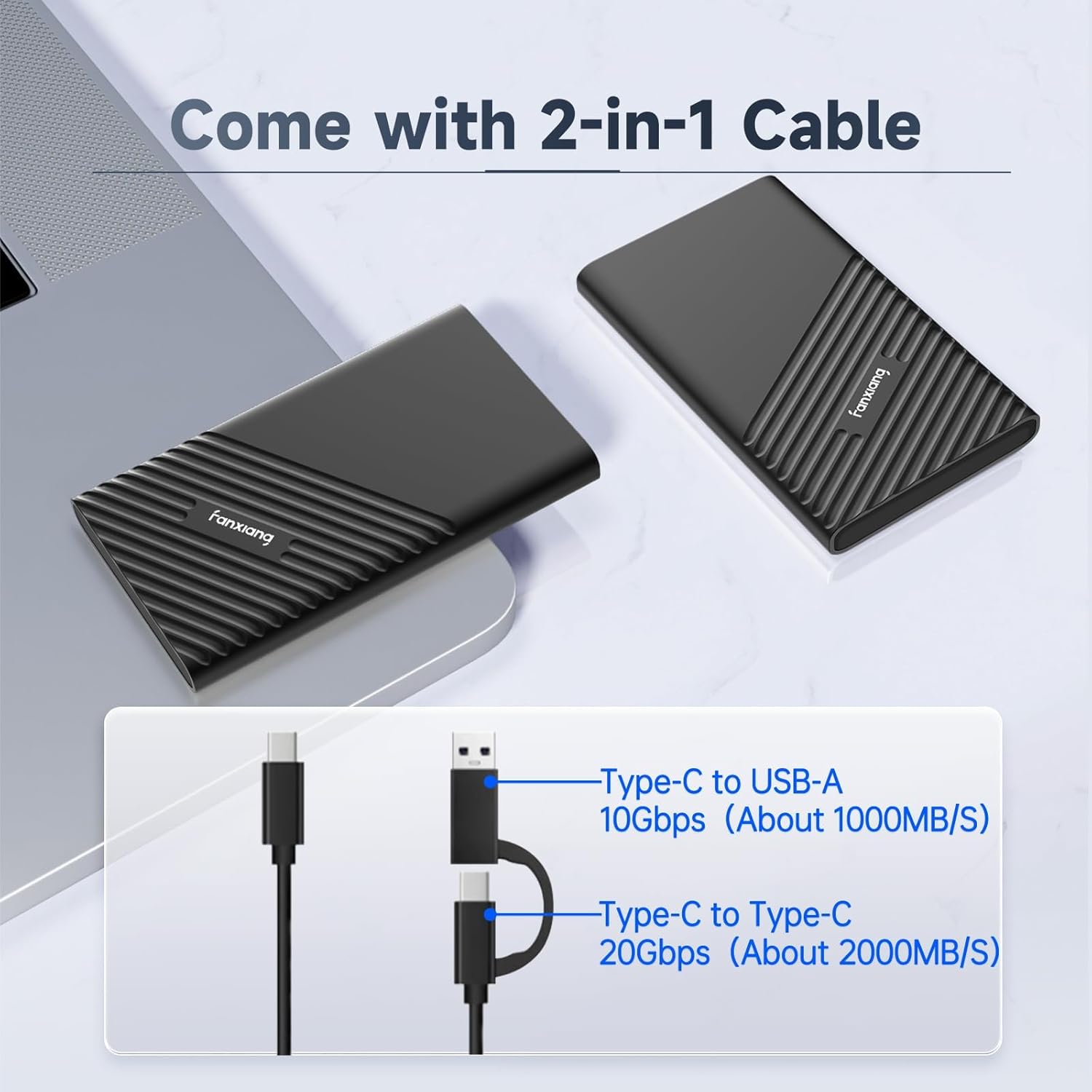 fanxiang 4TB External SSD Portable, Up to 2000MB/s, USB C External Solid State Drive External Hard Drive, USB 3.2 Gen2*2 Type-C SSD for iPhone 15/Pro/PC/Laptops/Creators/Gaming