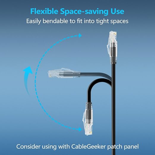 CableGeeker Patch Cables Cat6a 2ft Slim, Cat6 Ethernet Patch Cable 10G Support - Image 3