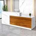 Reception Desk with Counter Modern Checkout Counter with Lockable Drawer Keyboard Tray Receptionist Desk for Office Salon Reception Table M Right 55inch/140cm