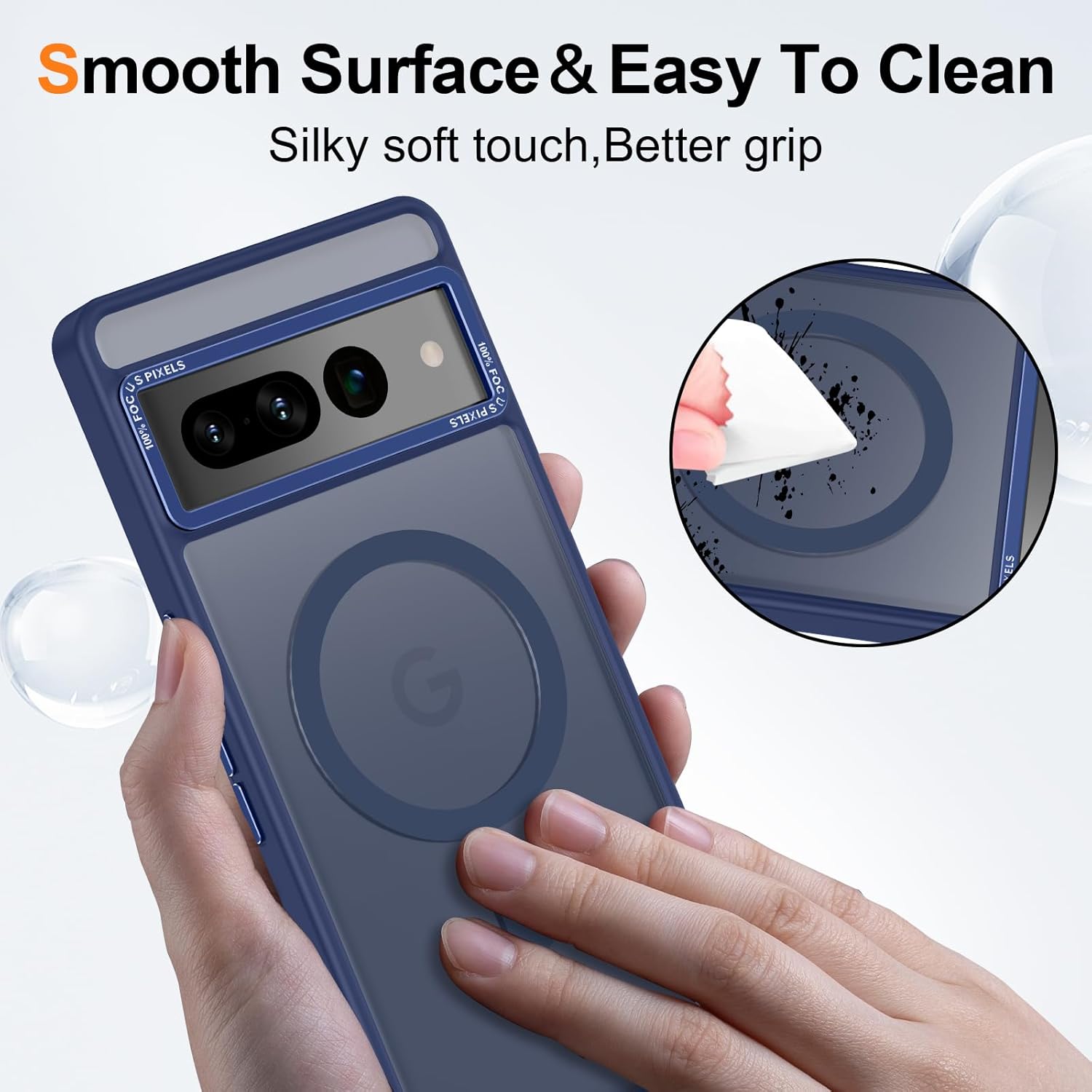 Magnetic for Google Pixel 7 Pro Case, [Military Grade Drop Protection] [Compatible with MagSafe] Shockproof Slim Translucent Matte Anti-Slip for Women Girls Men Case, Dark Blue